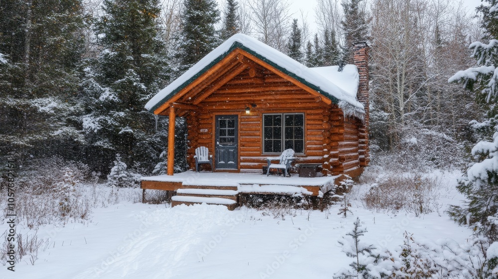 Small log cabin in the snow covered forest Small log cabin in the snow covered forest