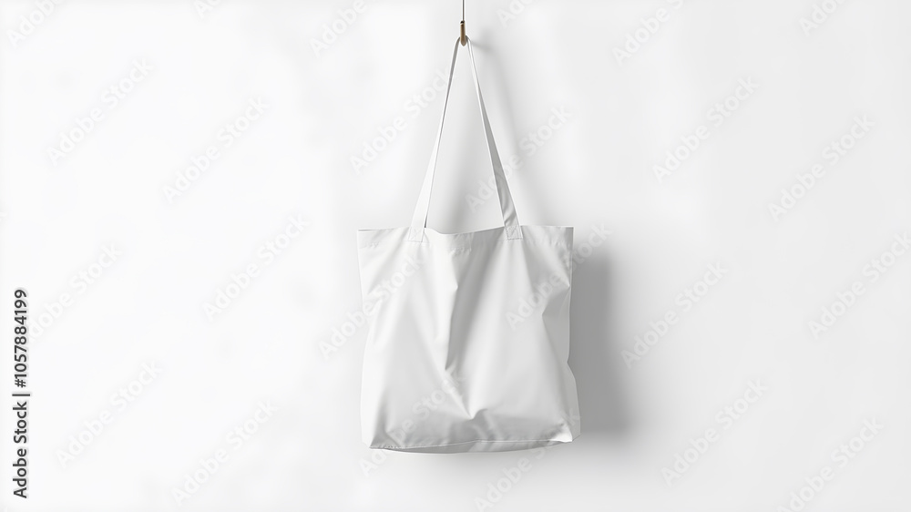 Minimalistic tote bag mockup hanging on a hook, great for presenting branding designs or merchandise concepts. Generative AI Minimalistic tote bag mockup hanging on a hook, great for presenting branding designs or merchandise concepts. Generative AI