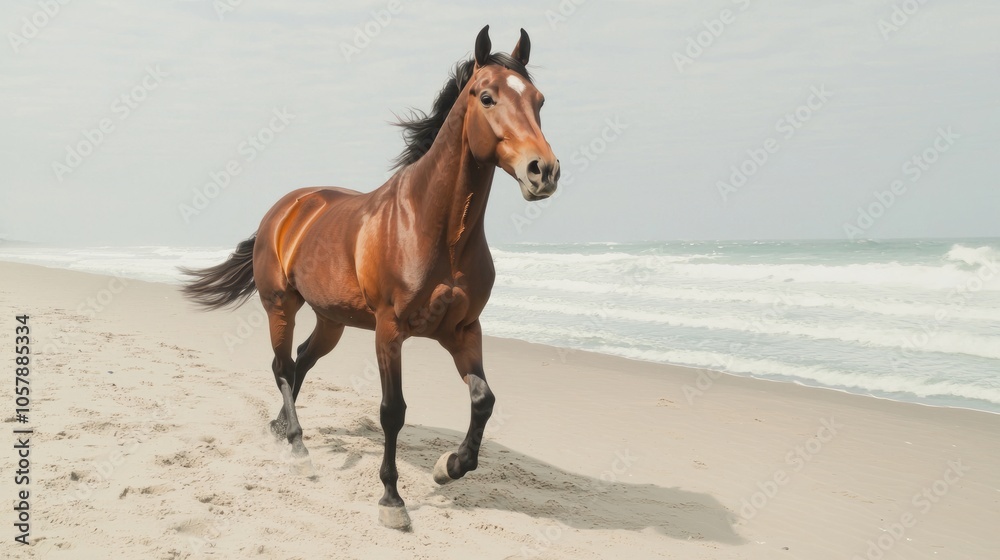 Majestic Horse Galloping on Sandy Beach - Capturing the Spirit of Adventure and Freedom Majestic Horse Galloping on Sandy Beach - Capturing the Spirit of Adventure and Freedom