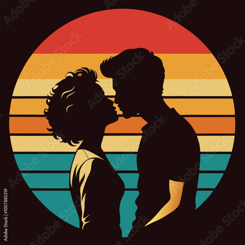 Valentine's Day vector silhouette love image on a white background.
