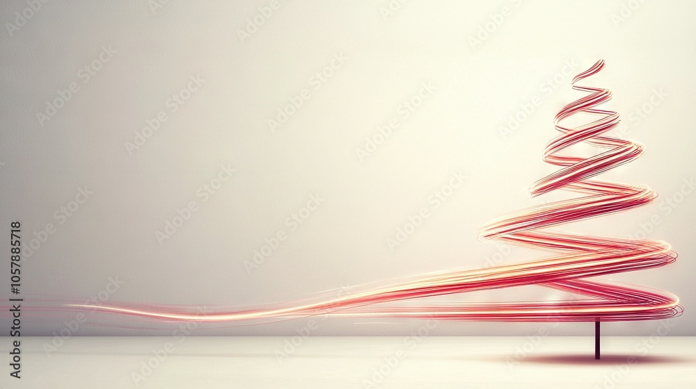 Φωτογραφία A pink Christmas tree sits atop a wooden stand in front of a white wall alongs