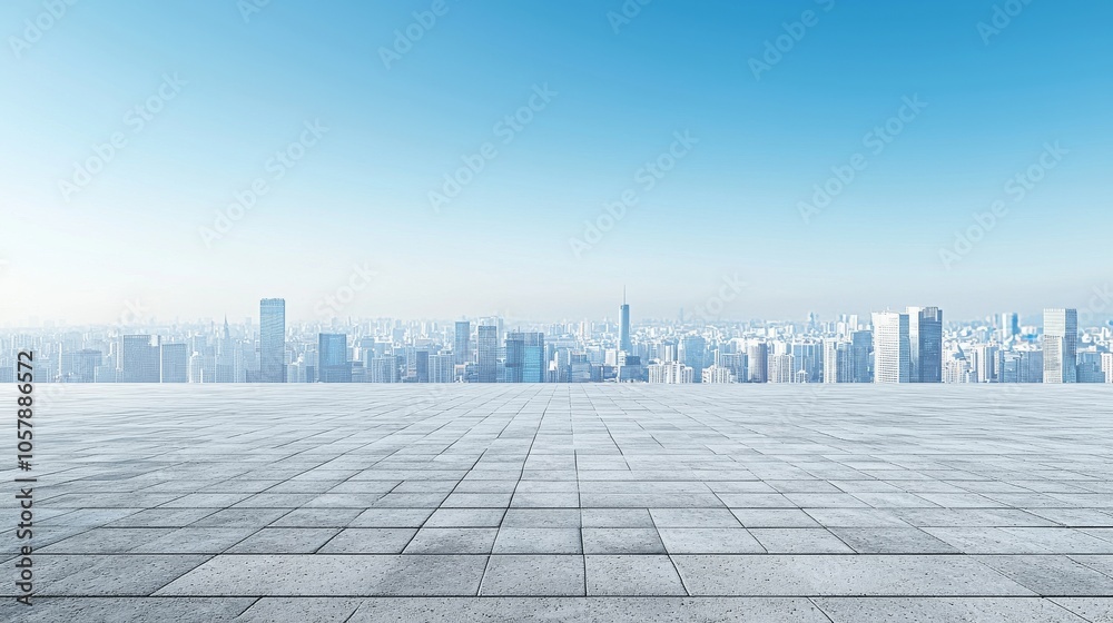 Fototapeta premium In a futuristic city, a photo of an empty street from the ground is taken in 16:9 aspect ratio, shot from the ground