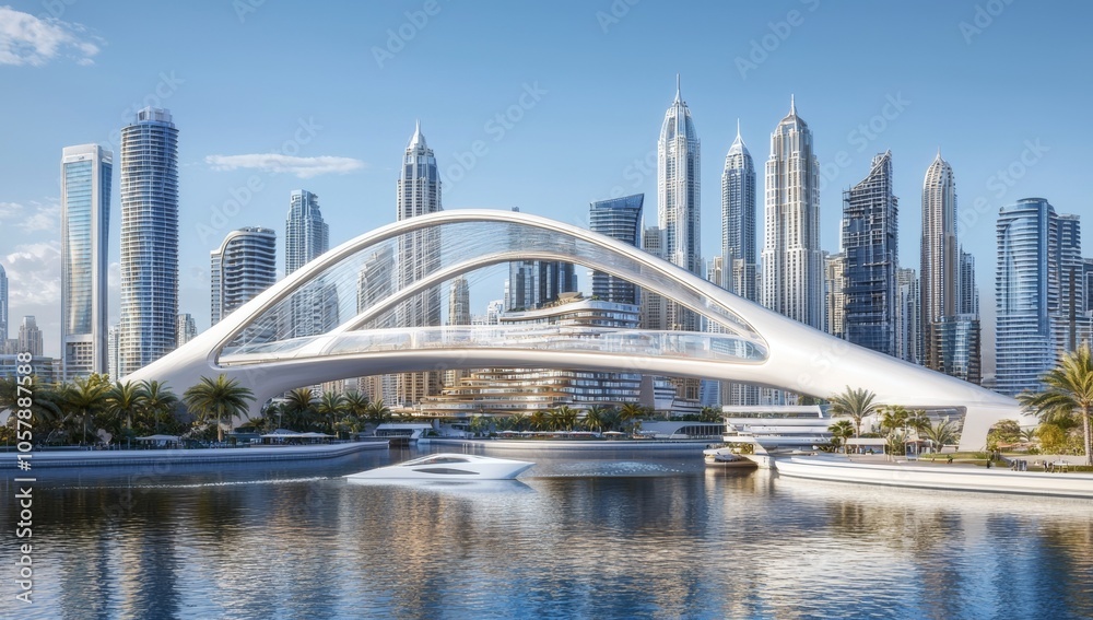 Obraz premium Modern skyscrapers and sleek architecture define a futuristic city