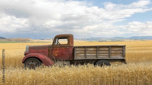 old truck in the field photo