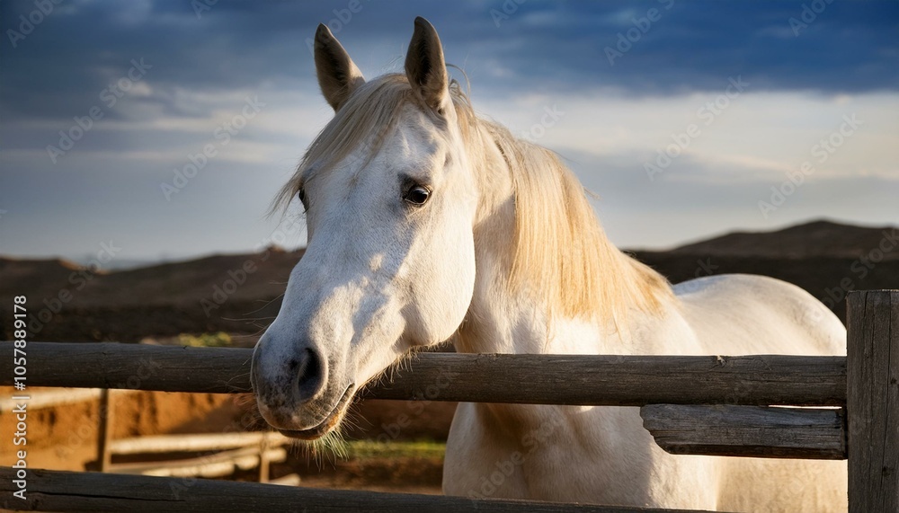 Naklejka premium white horse mammal animal, AI generated