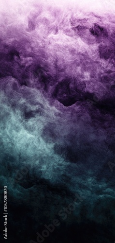 Abstract waves pattern in a purple and mint green gradient creating a dark mood for mobile wallpaper