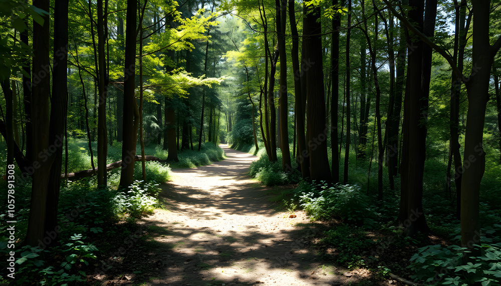Obraz premium path in the garden forest isolated with white highlights, png