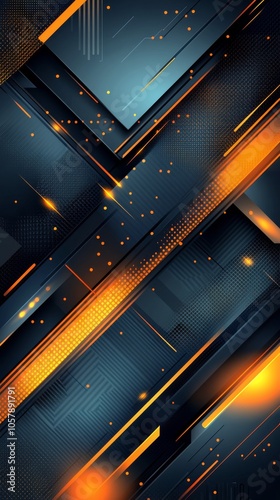 Abstract digital background with glowing lines and geometric shapes in dark c...