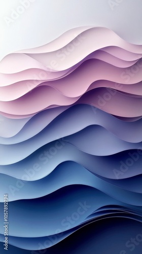 Waves of blue and purple tones create a harmonious abstract design with soft ...