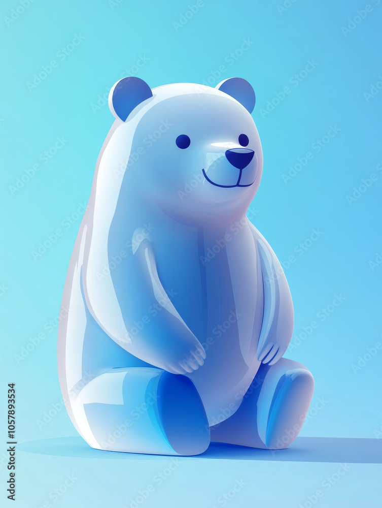 Abstract bear illustration in calming blue hues Abstract bear illustration in calming blue hues