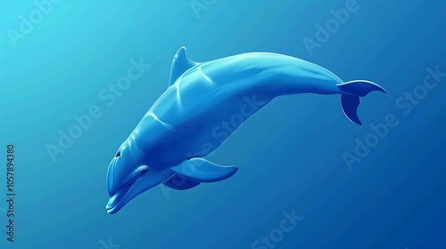 A bottlenose dolphin gracefully glides through the deep blue ocean. Its sleek body and playful nature make it a joy to behold. photo