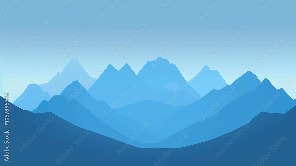 Obraz premium Blue and white abstract mountain landscape. Peaks and ranges in minimal flat design. Vector illustration.