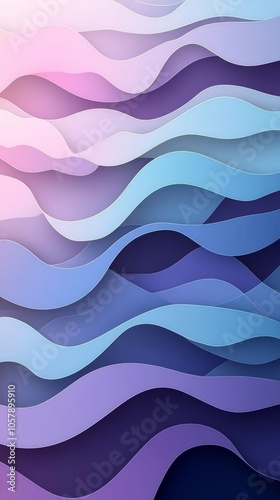 Waves of blue and purple tones create a harmonious abstract design with soft ...