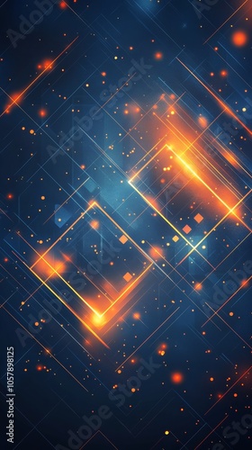 Abstract digital background with glowing lines and geometric shapes in dark c...