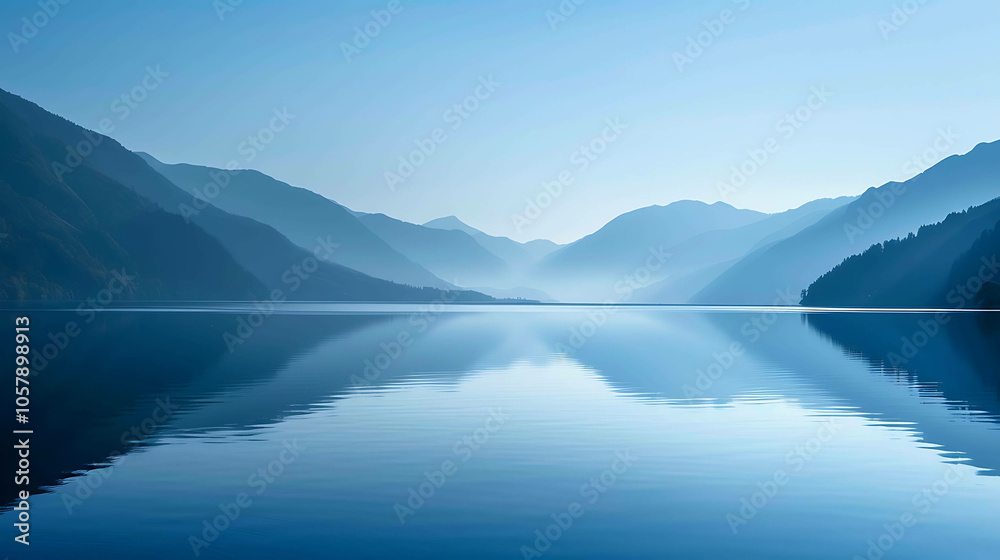 This is a beautiful landscape image of a lake and mountains in the distance. The water is calm and still, and the sky is clear. This is a beautiful landscape image of a lake and mountains in the distance. The water is calm and still, and the sky is clear.