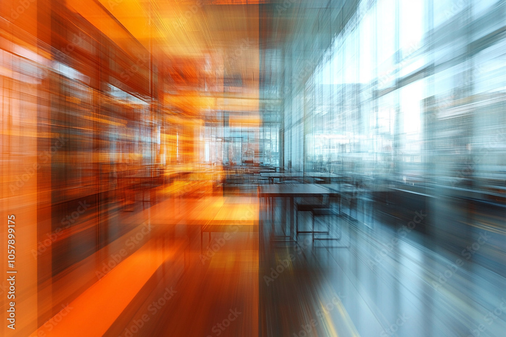 motion blur background of modern office interior design contemporary workspace for creative business defocus long exposure shake jerk