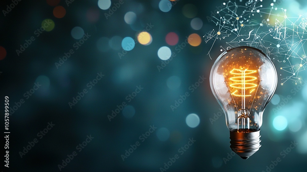   A well-lit light bulb illuminates the room