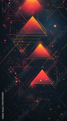Abstract geometric design with vibrant colors and angular shapes created in a...