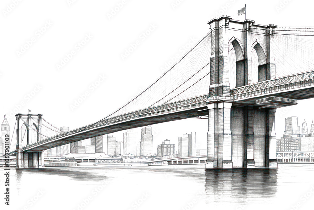 Fototapeta premium PNG New York bridge brooklyn bridge architecture.
