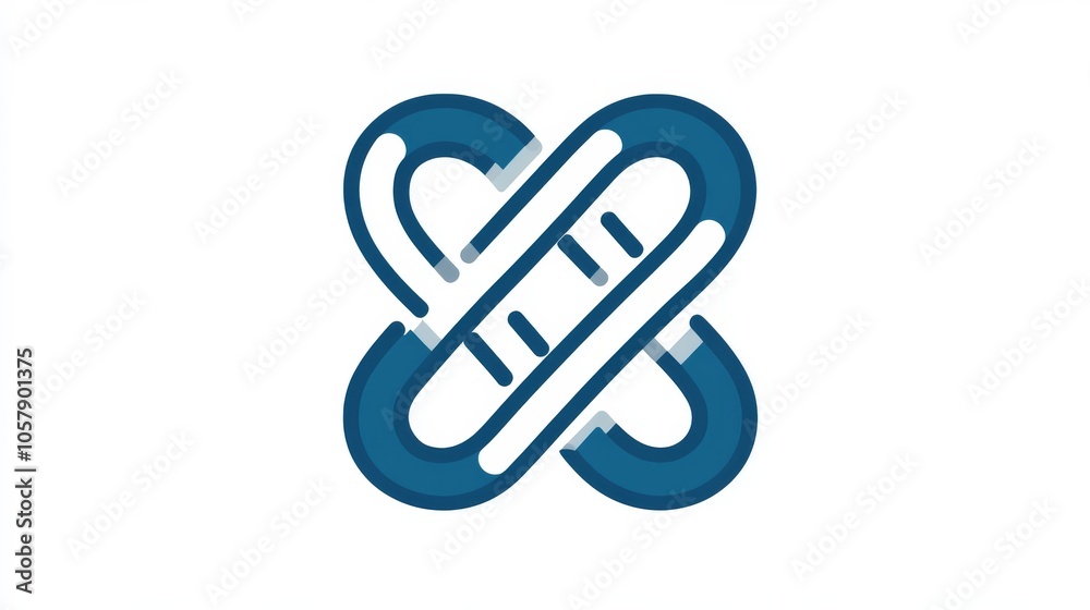 Abstract design with two blue overlapping lines forming a heart shape. Abstract design with two blue overlapping lines forming a heart shape.