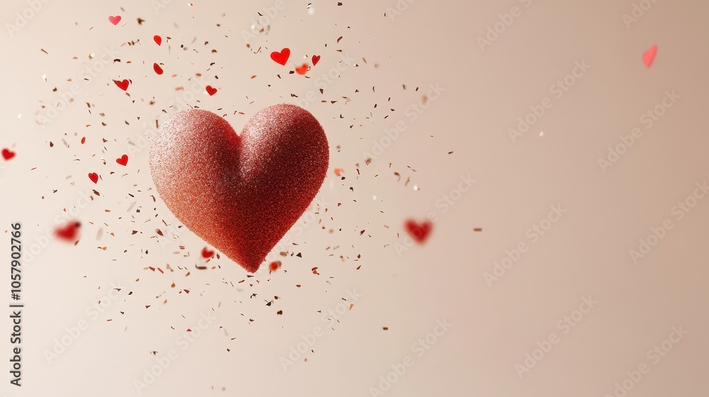 Romantic Heart with Falling Confetti Romantic Heart with Falling Confetti