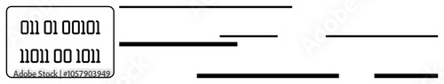 Binary code in rectangular box with horizontal bar lines, symbolizing digital data flow. Ideal for technology presentations, data analysis, coding tutorials, IT training, software development