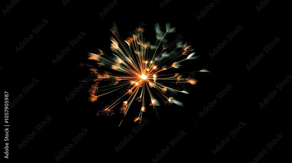 fireworks lights in the night sky, copy space 
