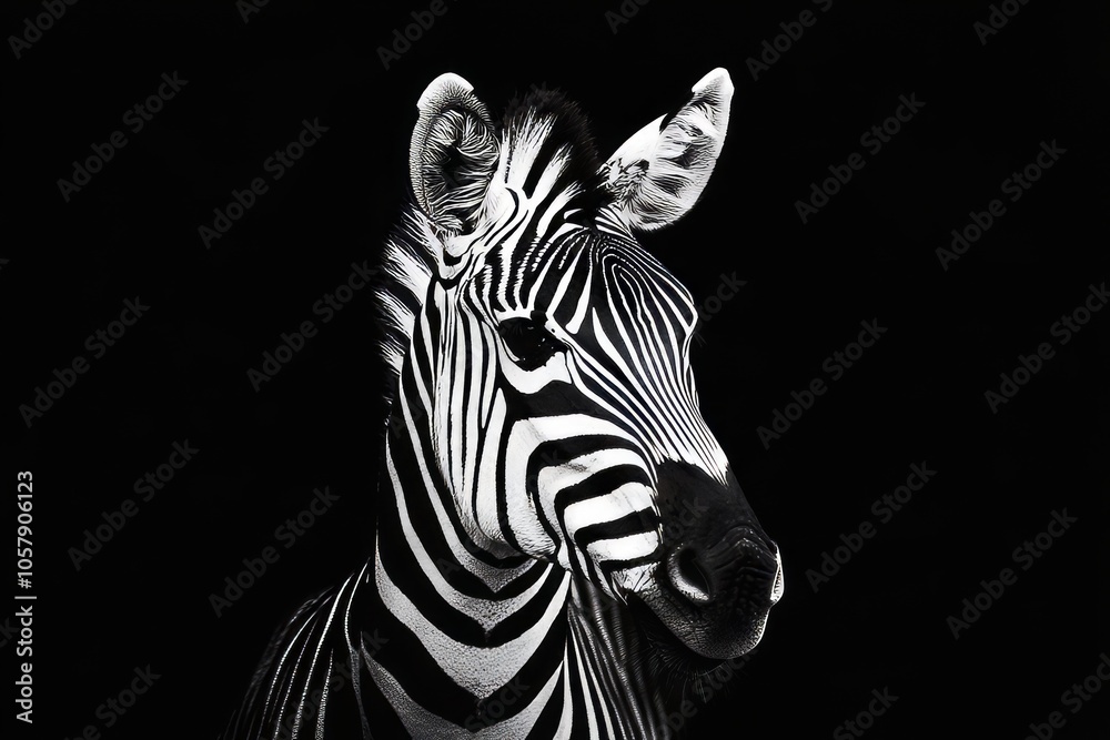 Obraz premium portrait of a zebra on a black background