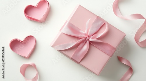 Romantic Pink Gift Box with Heart Decorations