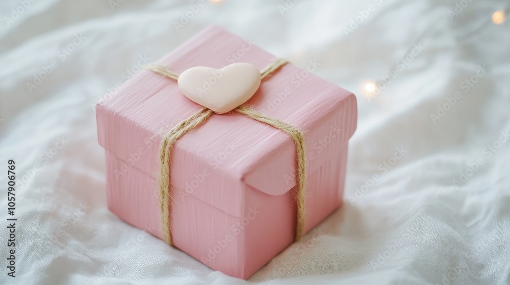 Pastel Pink Gift Box with Heart Accent Pastel Pink Gift Box with Heart Accent
