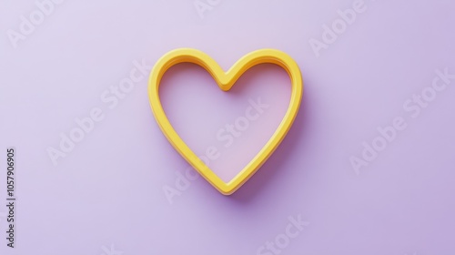 Vibrant Yellow Heart Shape on Pastel Purple Background