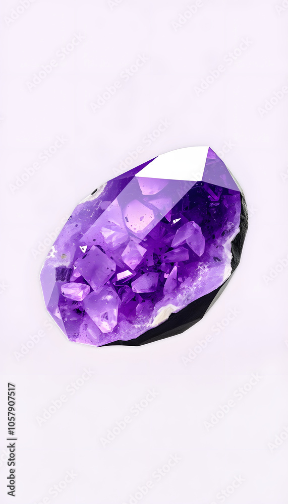 Purple amethyst gemstone with rough surface isolated with white highlights, png Purple amethyst gemstone with rough surface isolated with white highlights, png