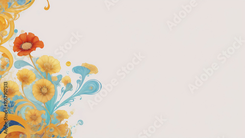 花のある白いカード　AI画像　ジェネレーティブAI