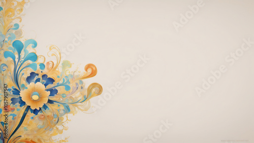 花のある白いカード　AI画像　ジェネレーティブAI