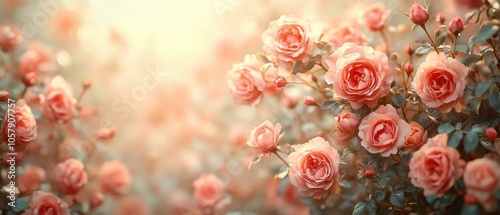 Soft Pink Roses in Sunlit Garden