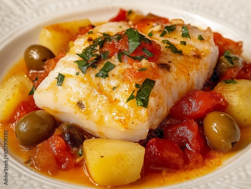 Baccala. The most popular Italian dishes. Salted cod, often served in chunks with vegetables. Composition: Salted cod, tomatoes, olives, potatoes, garlic.