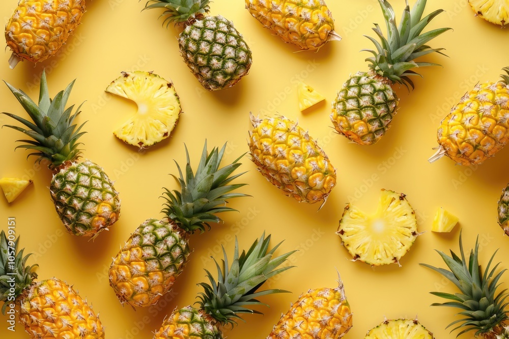 Pineapple flat lay food concept in creative layout. Pineapple flat lay food concept in creative layout.