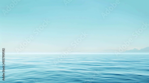 Wallpaper Mural This is a beautiful image of a calm sea. The water is a deep blue color and the sky is a light blue color. Torontodigital.ca