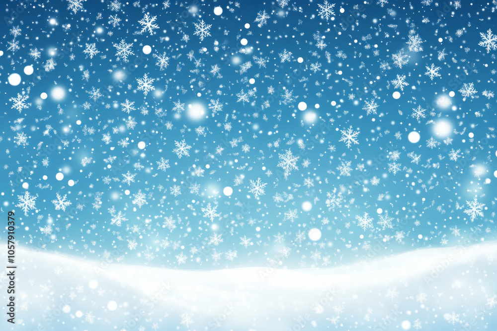 Fototapeta premium a magical winter scene with snowflakes dancing in the blue sky