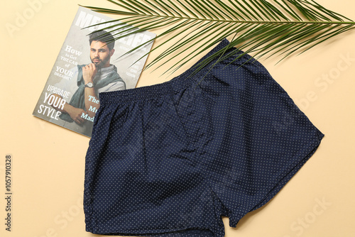 Stylish male trunks with fa...