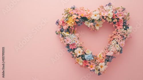 Vibrant Floral Heart: A Romantic Statement on a Pastel Background