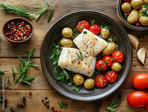 Baccala. The most popular Italian dishes. Salted cod, often served in chunks with vegetables. Composition: Salted cod, tomatoes, olives, potatoes, garlic.