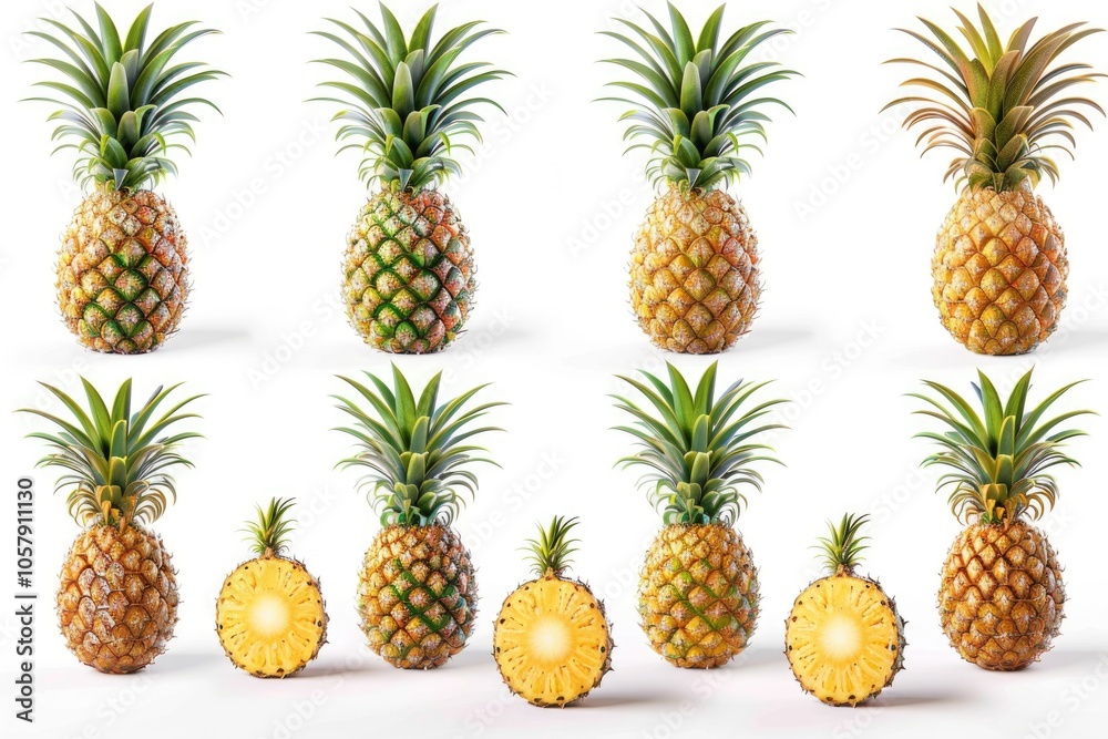 pineapple fruit collection isolated on white pineapple Clipping Path pineapple fruit collection isolated on white pineapple Clipping Path