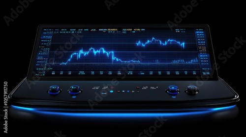 Futuristic Stock Market Display with Advanced Analytics and Data Visualization