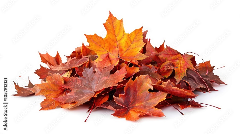 Autumn colored leaves pile on white background. Diverse maple dry leaf heap with red and colorful fall foliage. Autumn colored leaves pile on white background. Diverse maple dry leaf heap with red and colorful fall foliage.