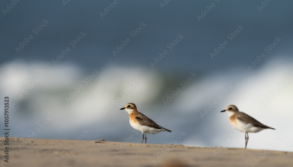 Lesser sand plover on the beach Lesser sand plover on the beach