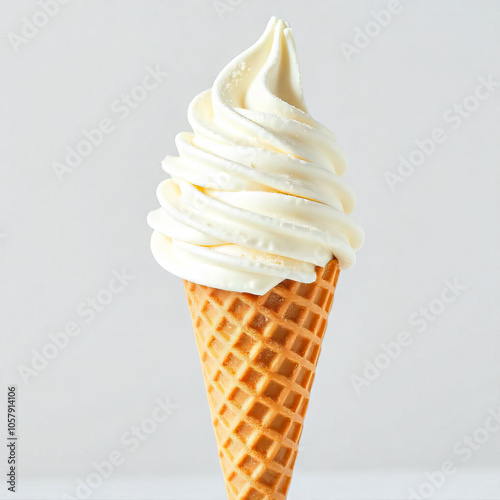 Vanilla ice cream in a waffle cone
