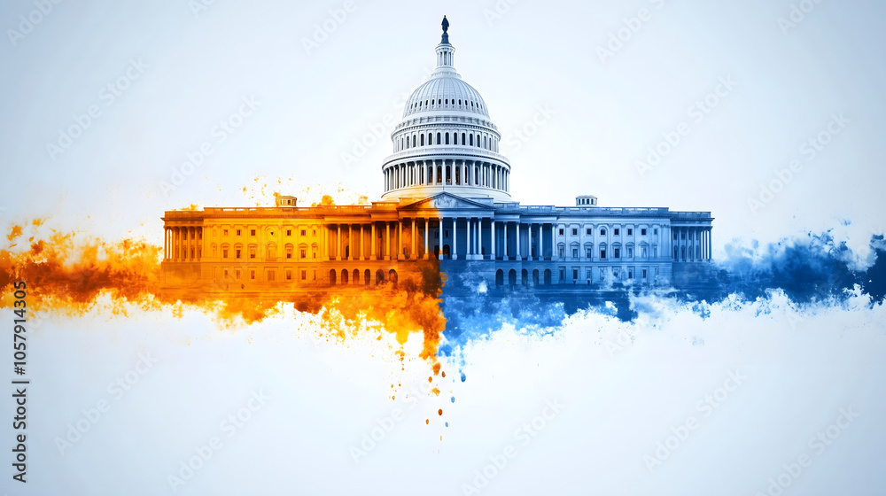 Fototapeta premium Abstract Cityscape with Capitol Reflection 