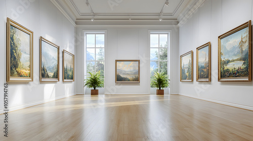 Elegant Art Gallery with Scenic Paintings