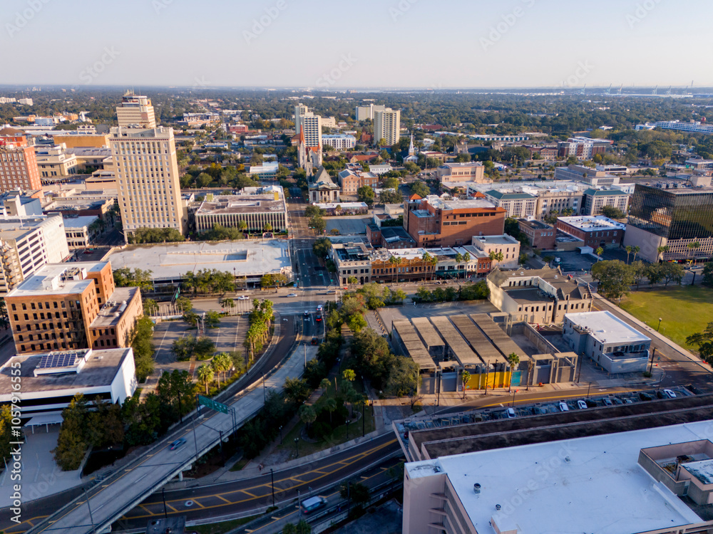 Obraz premium Aerial stock photo Downtown Jacksonville Florida 2024